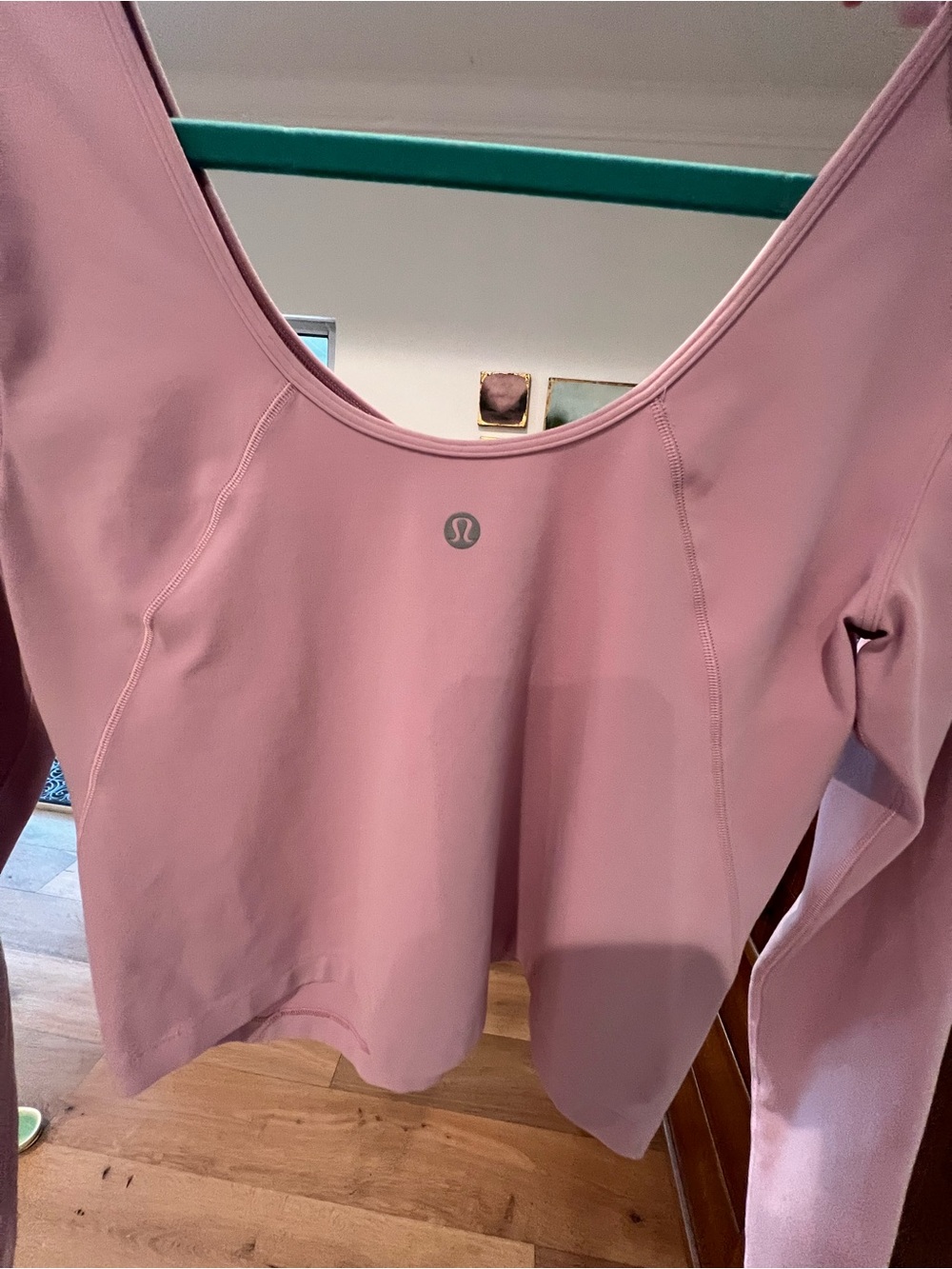 Lululemon Pink Long-Sleeve Cropped V-Neck Top - Picture 3 of 3
